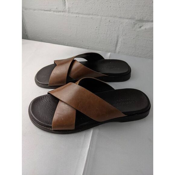 Cole Haan ZeroGrand Brown Leather Slip On Slides Sandals‎ Sz 9 M - Picture 1 of 8